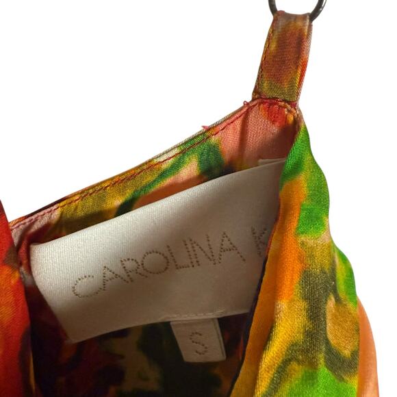 Carolina K Yellow Multicolor Floral Halter Sleeveless Cutout Midi Dress Size S - Picture 6 of 11